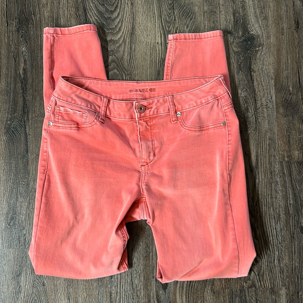 Maurices jeggings, coral color size medium